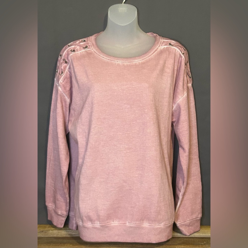 The Sweatshirt Project Womens Size M Lace Up Shoulder Rose Sweatshirt
